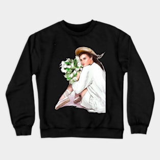 Brunette bride with excitement in her eyes Crewneck Sweatshirt